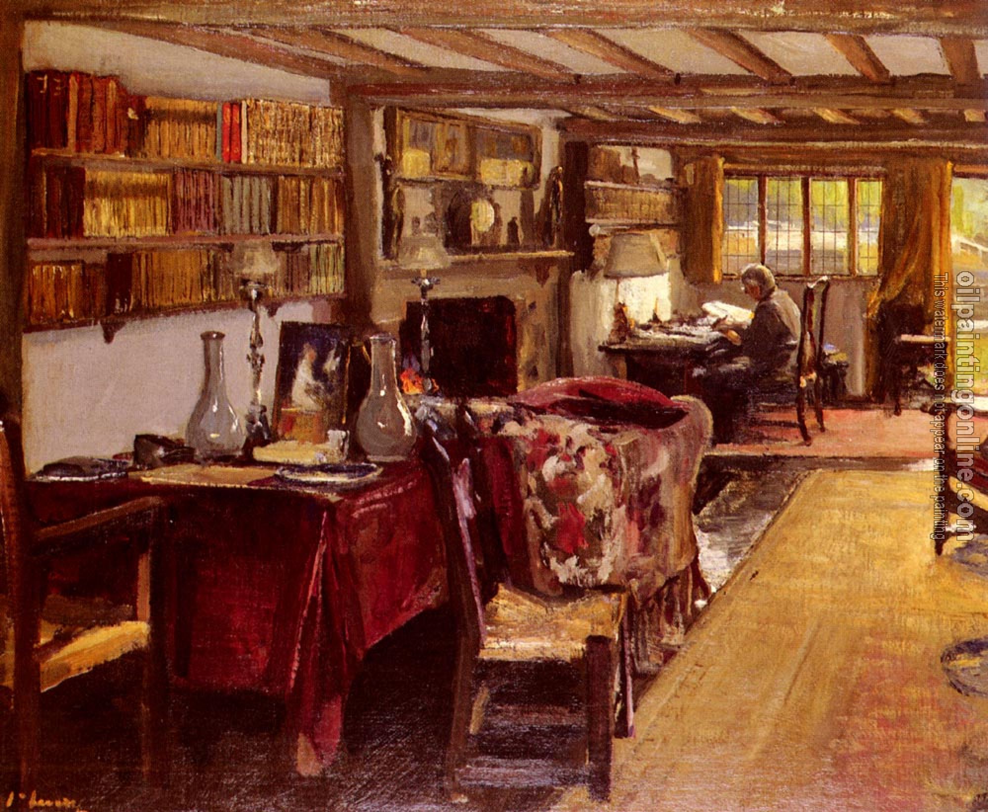 Sir John Lavery - A Writing Room At The Wharf